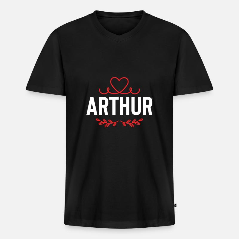 Arthur - Männer Premium Bio T-Shirt mit V-Ausschnitt - Schwarz