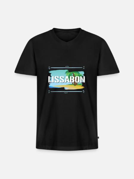 Lissabon - Männer Premium Bio T-Shirt mit V-Ausschnitt - Schwarz
