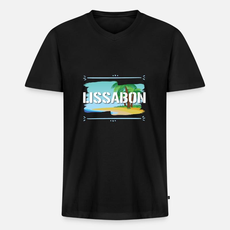 Lissabon - Männer Premium Bio T-Shirt mit V-Ausschnitt - Schwarz