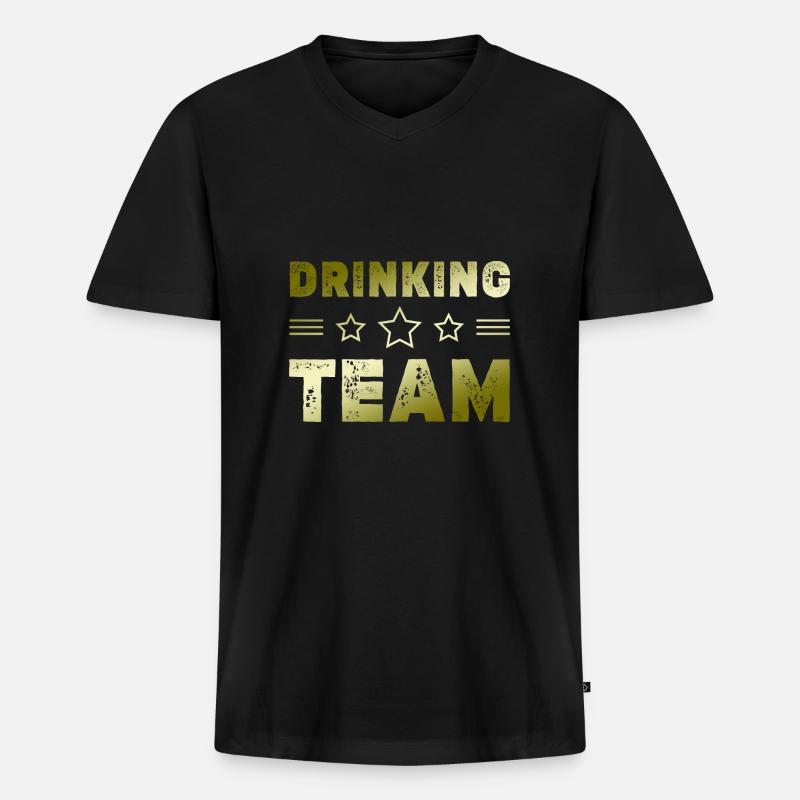 Drinking Team - Männer Premium Bio T-Shirt mit V-Ausschnitt - Schwarz