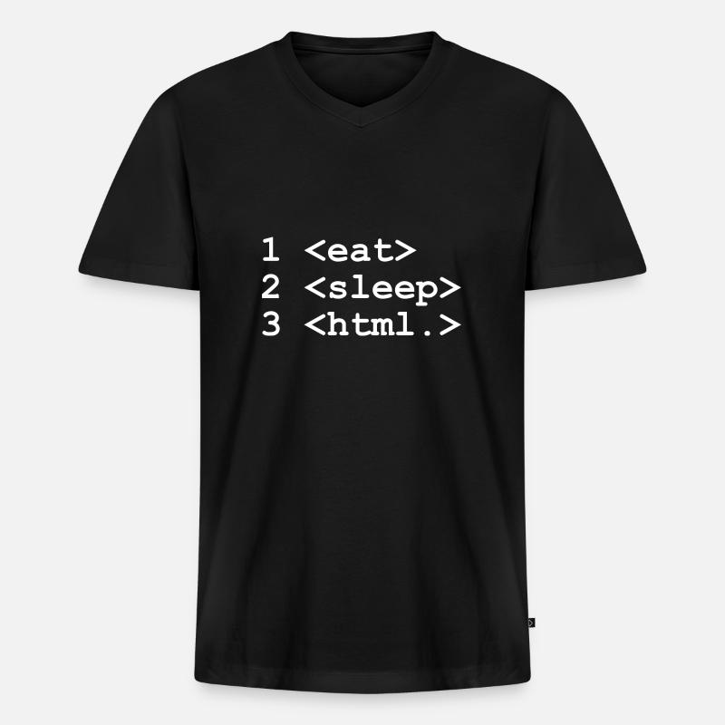 eat sleep html - Männer Premium Bio T-Shirt mit V-Ausschnitt - Schwarz
