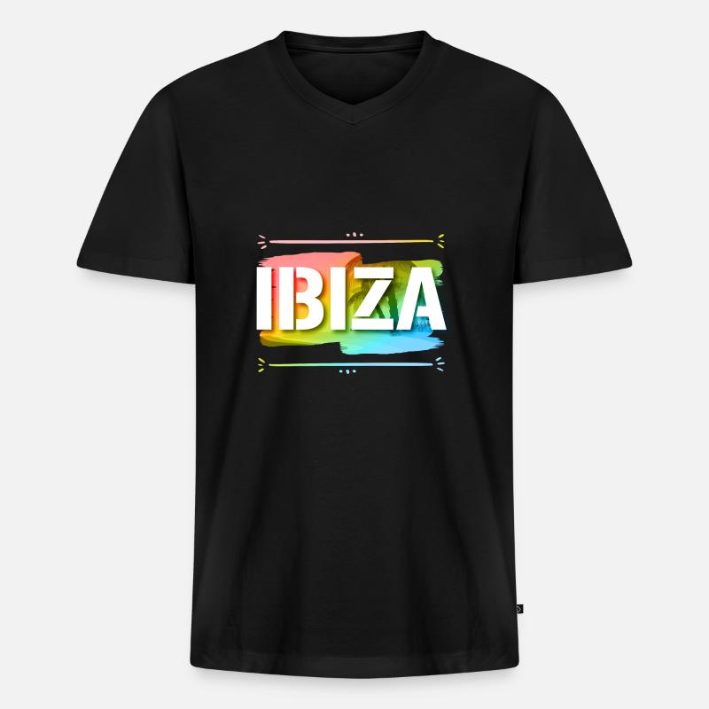 Ibiza - Männer Premium Bio T-Shirt mit V-Ausschnitt - Schwarz