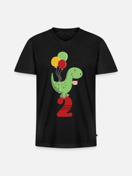 Anden Birthday Boy T Rex Dinosaur - Premium økologisk T-shirt med V-hals til mænd - sort