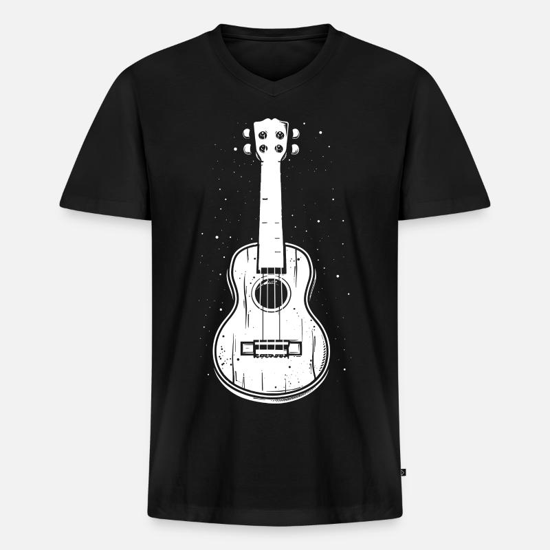 Ukulele Zeichnung - Männer Premium Bio T-Shirt mit V-Ausschnitt - Schwarz