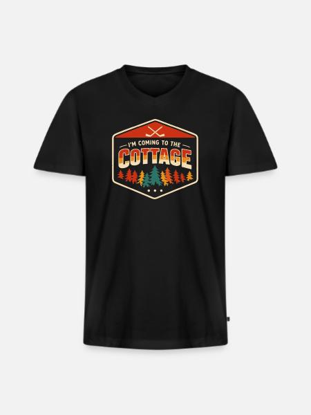 Weekend in the Retro Nature Countryside - Men's Premium Organic T-shirt with V-neck - black