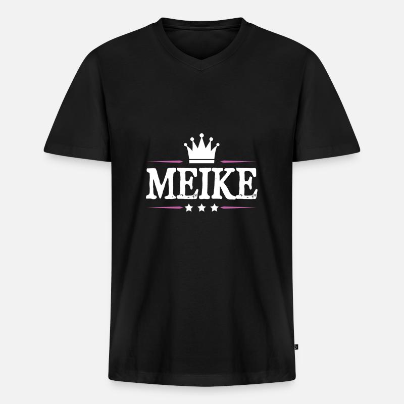 Meike - Männer Premium Bio T-Shirt mit V-Ausschnitt - Schwarz