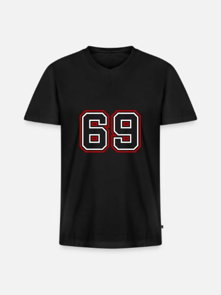 69 Numéro de numéro - T-shirt encolure en V Premium bio Homme - noir