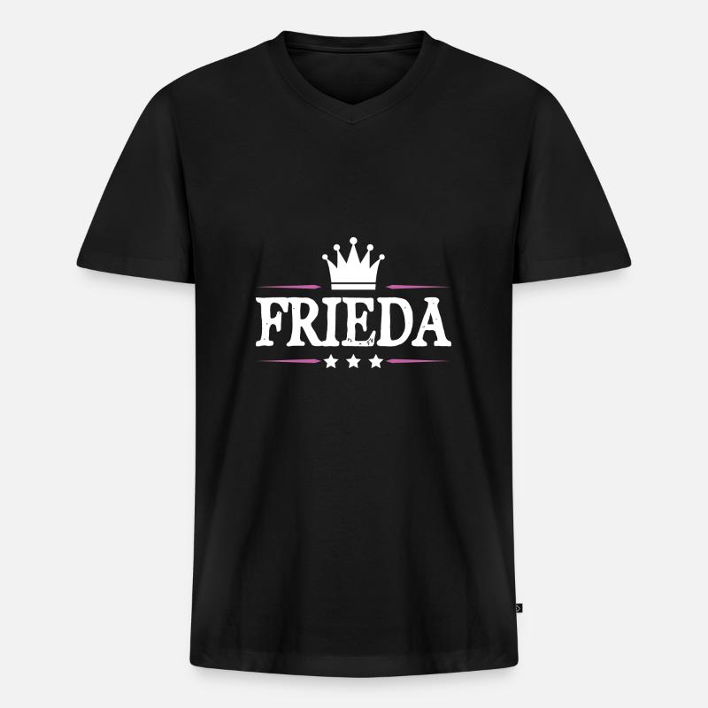 Frieda - Männer Premium Bio T-Shirt mit V-Ausschnitt - Schwarz