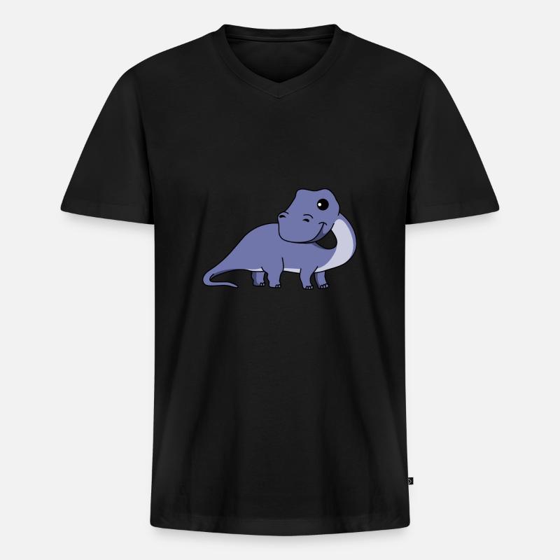 Dinosaurier brontosaurus Comic - Männer Premium Bio T-Shirt mit V-Ausschnitt - Schwarz