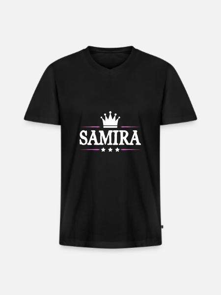 Samira - T-shirt encolure en V Premium bio Homme - noir