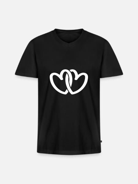 Herzen Love Symbol - Männer Premium Bio T-Shirt mit V-Ausschnitt - Schwarz
