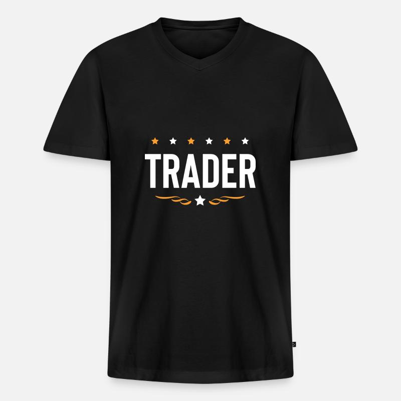 Trader Beruf - Männer Premium Bio T-Shirt mit V-Ausschnitt - Schwarz