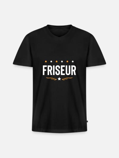 Friseur Beruf - Männer Premium Bio T-Shirt mit V-Ausschnitt - Schwarz