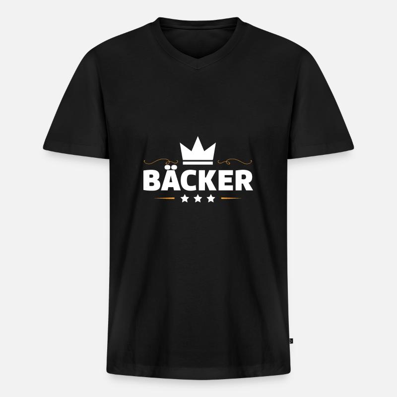 Bäcker Beruf - Männer Premium Bio T-Shirt mit V-Ausschnitt - Schwarz