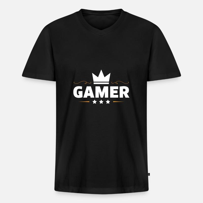 Gamer Beruf - Männer Premium Bio T-Shirt mit V-Ausschnitt - Schwarz