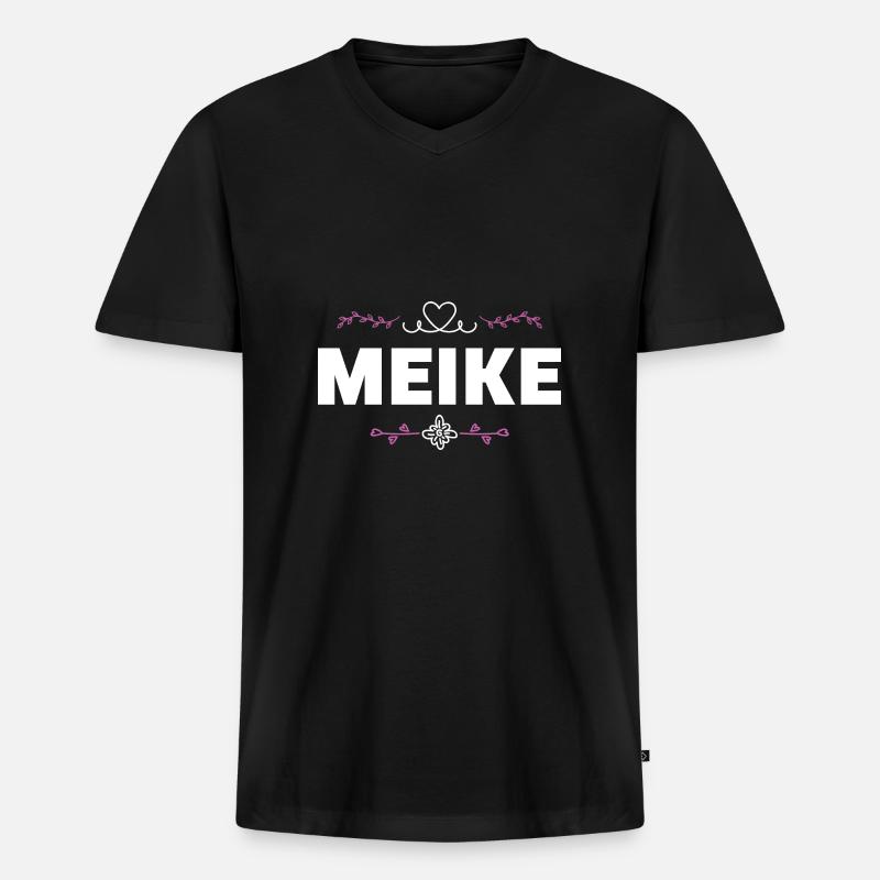 Meike - Männer Premium Bio T-Shirt mit V-Ausschnitt - Schwarz