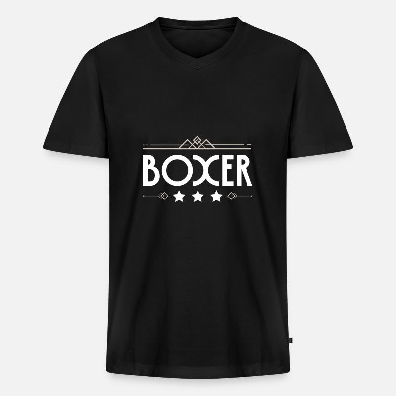 Boxer Boxen Sport - Männer Premium Bio T-Shirt mit V-Ausschnitt - Schwarz