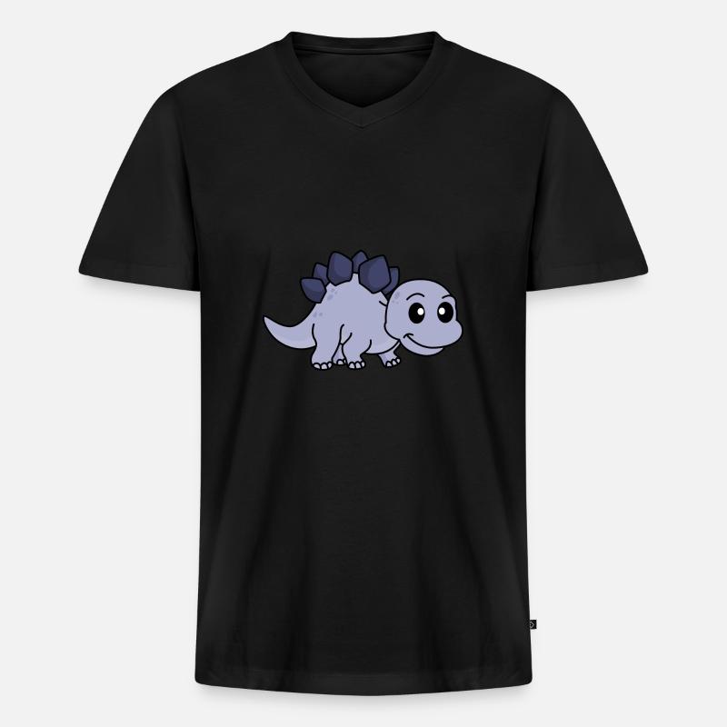 Dinosaurier stegosaurus Comic - Männer Premium Bio T-Shirt mit V-Ausschnitt - Schwarz
