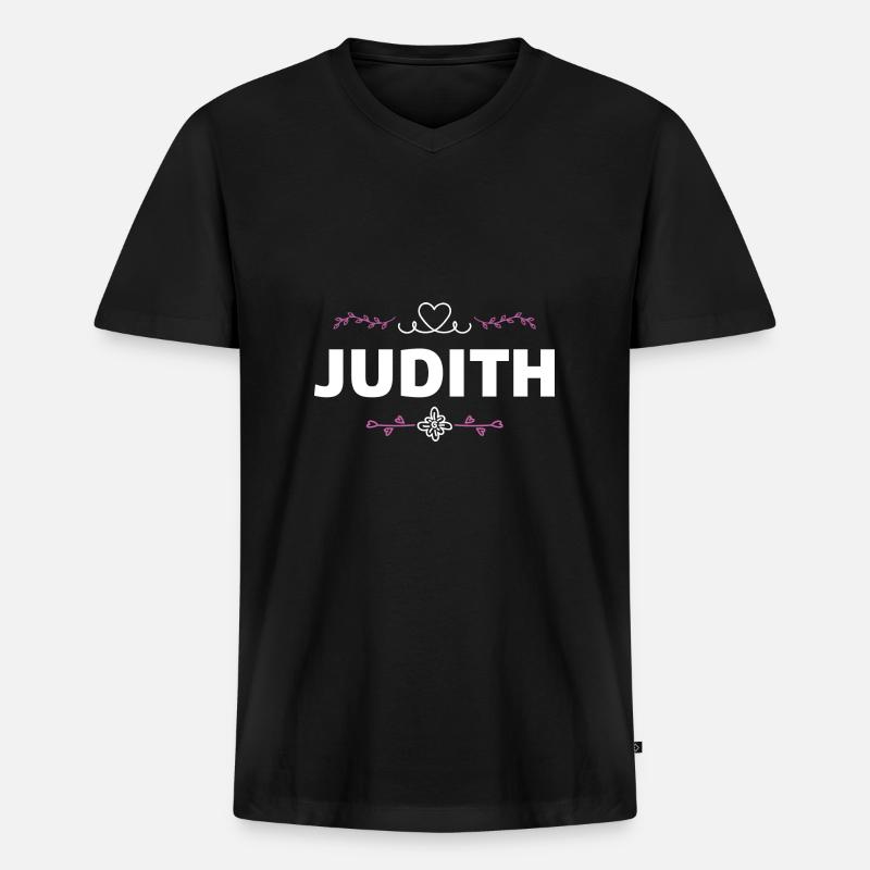 Judith - Männer Premium Bio T-Shirt mit V-Ausschnitt - Schwarz