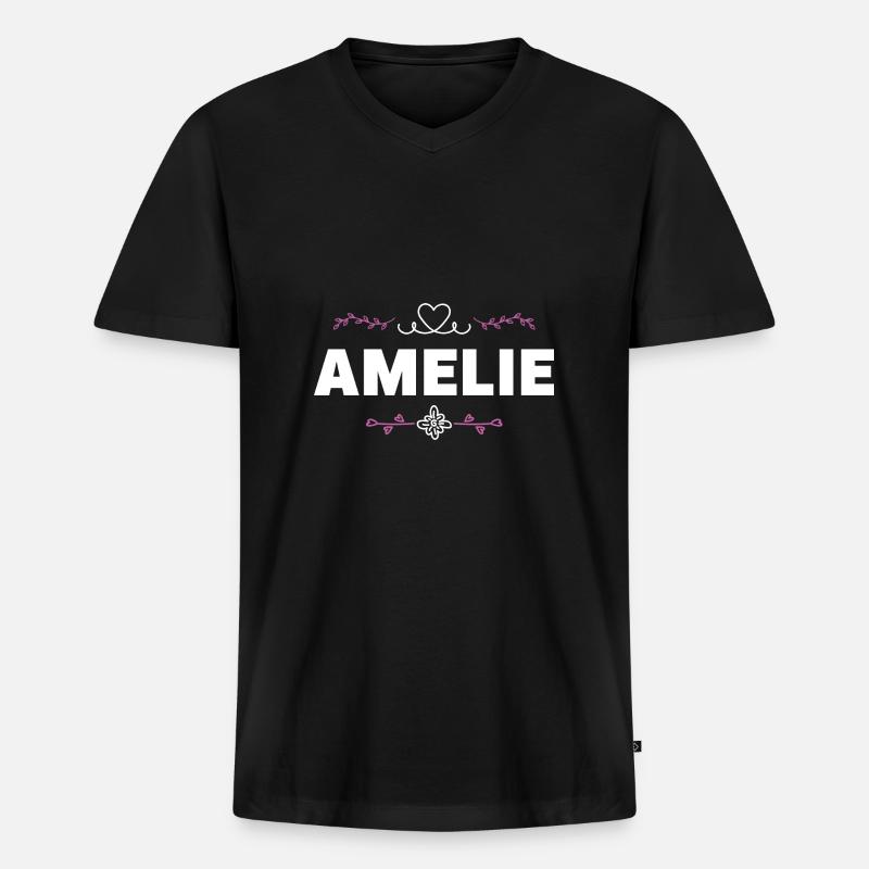 Amelie - Männer Premium Bio T-Shirt mit V-Ausschnitt - Schwarz