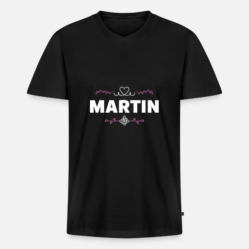 Martin - Männer Premium Bio T-Shirt mit V-Ausschnitt - Schwarz