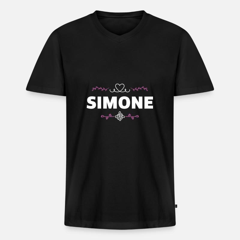 Simone - Männer Premium Bio T-Shirt mit V-Ausschnitt - Schwarz