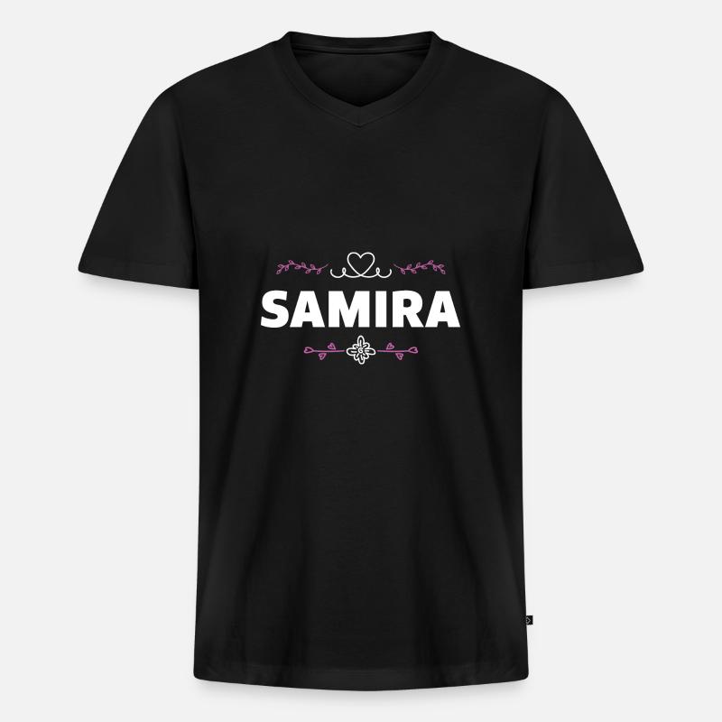 Samira - Männer Premium Bio T-Shirt mit V-Ausschnitt - Schwarz