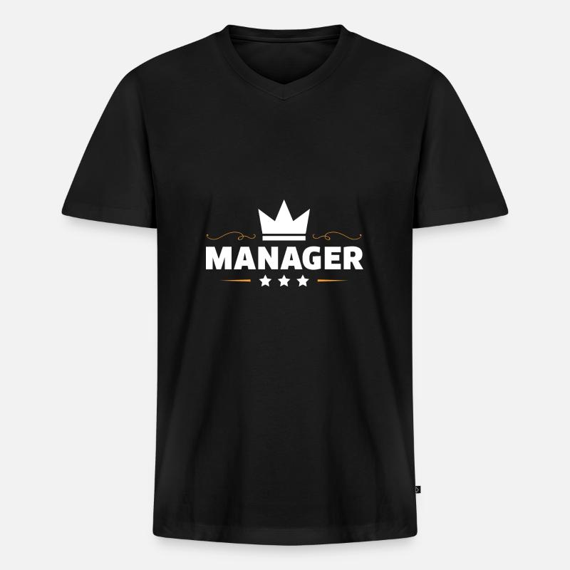Manager Beruf - Männer Premium Bio T-Shirt mit V-Ausschnitt - Schwarz