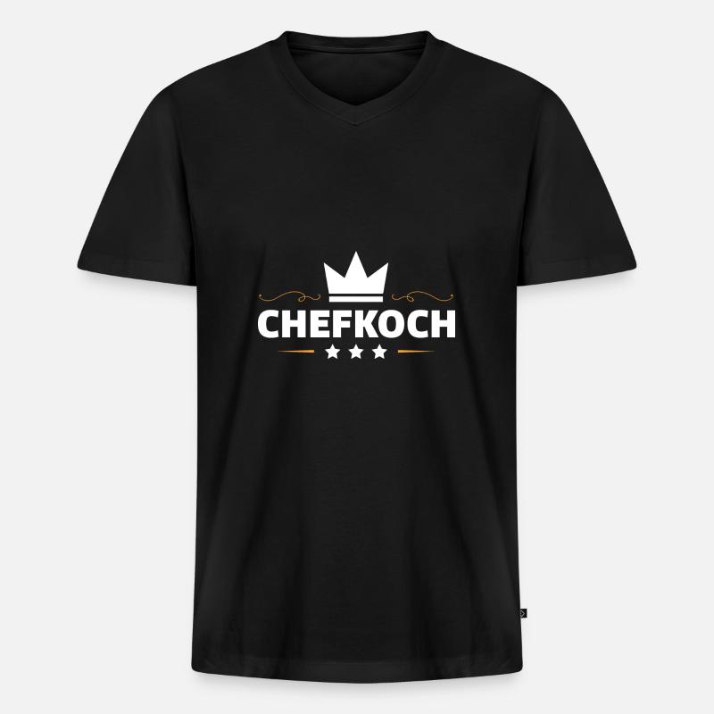 Chefkoch Kochen - Männer Premium Bio T-Shirt mit V-Ausschnitt - Schwarz