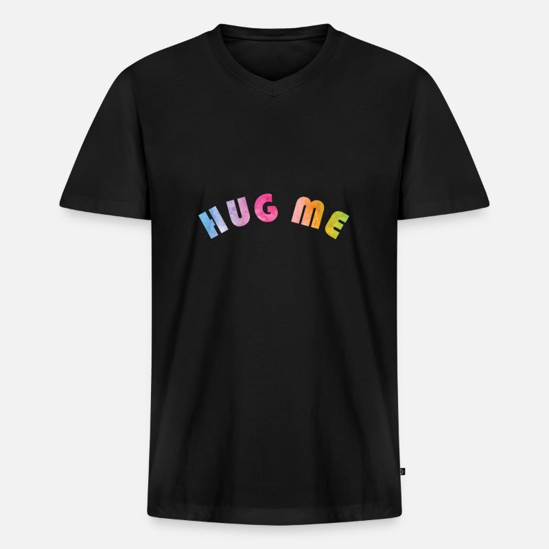 HUG ME Regenbogenfarben - Männer Premium Bio T-Shirt mit V-Ausschnitt - Schwarz