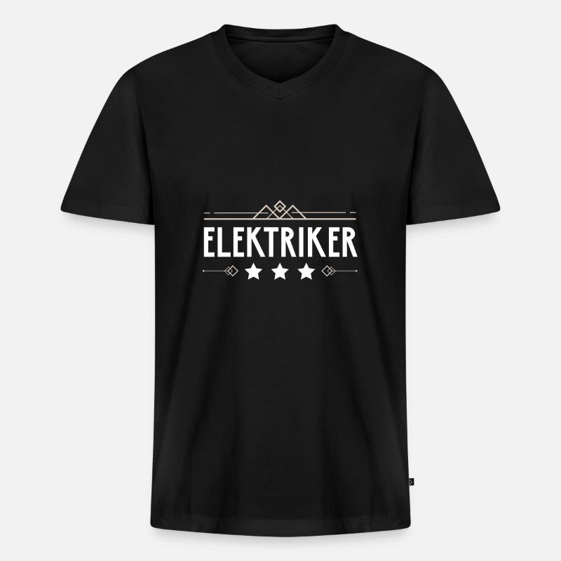 Elektriker Beruf - Männer Premium Bio T-Shirt mit V-Ausschnitt - Schwarz