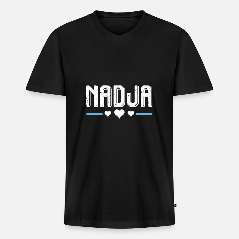 Nadja - Männer Premium Bio T-Shirt mit V-Ausschnitt - Schwarz