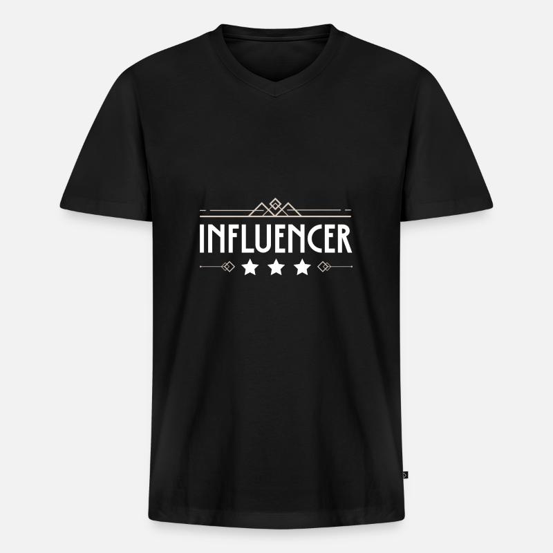 Influencer Beruf - Männer Premium Bio T-Shirt mit V-Ausschnitt - Schwarz