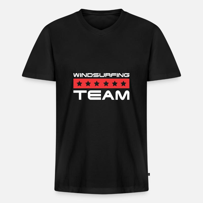 Windsurfing Crew - Männer Premium Bio T-Shirt mit V-Ausschnitt - Schwarz