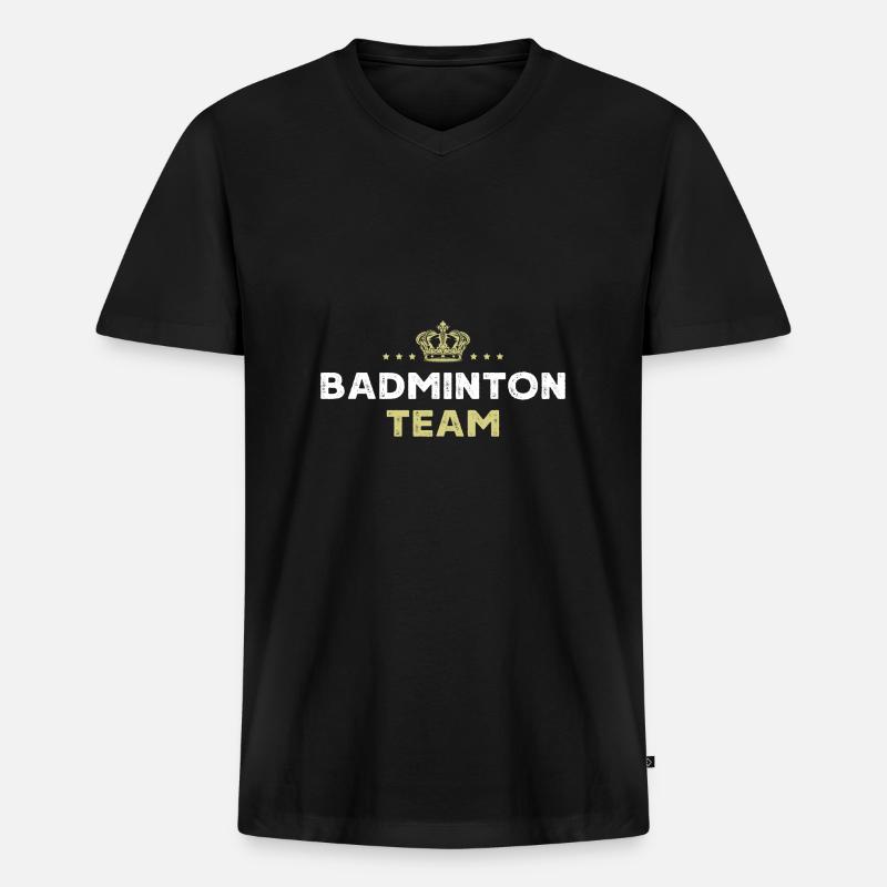 Badminton Team - Männer Premium Bio T-Shirt mit V-Ausschnitt - Schwarz