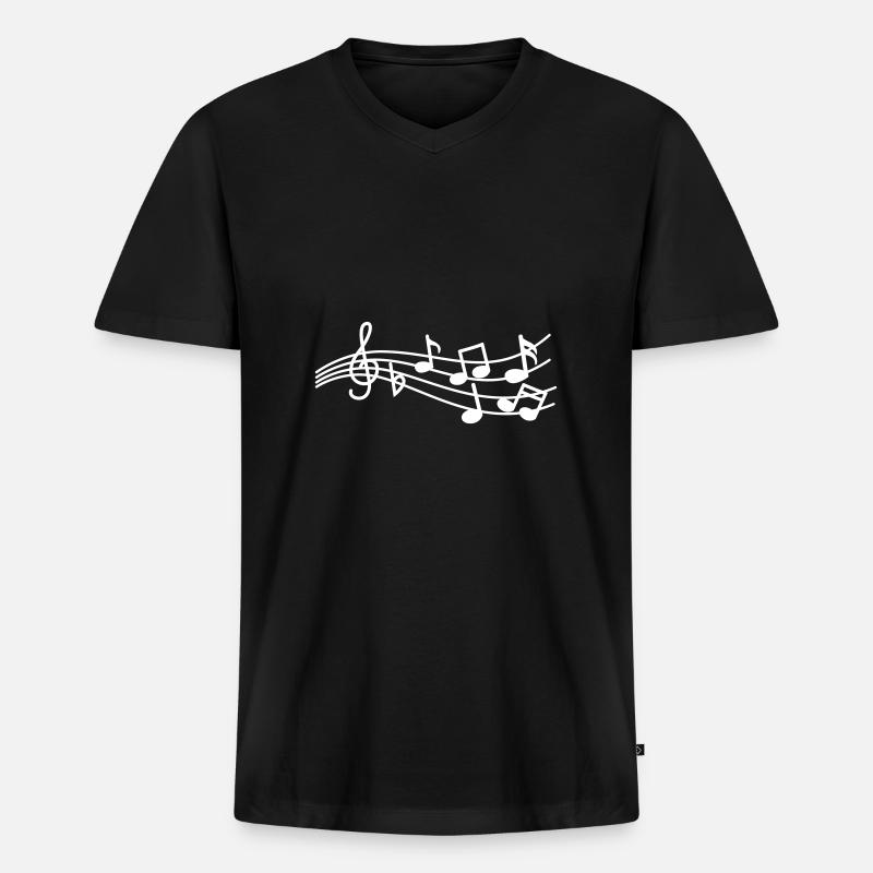 Musiknoten zeichen - Männer Premium Bio T-Shirt mit V-Ausschnitt - Schwarz