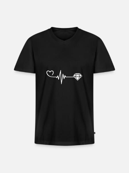 Diamond Pulse Heart Love - Men's Premium Organic T-shirt with V-neck - black