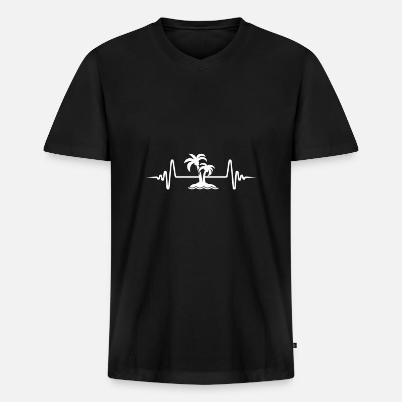 palme insel Puls - Männer Premium Bio T-Shirt mit V-Ausschnitt - Schwarz