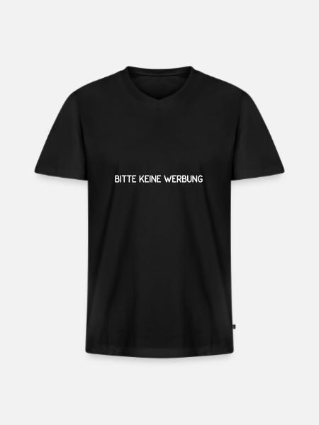 Bitte keine Werbung - Männer Premium Bio T-Shirt mit V-Ausschnitt - Schwarz
