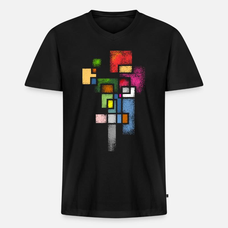 Abstrakt - Männer Premium Bio T-Shirt mit V-Ausschnitt - Schwarz