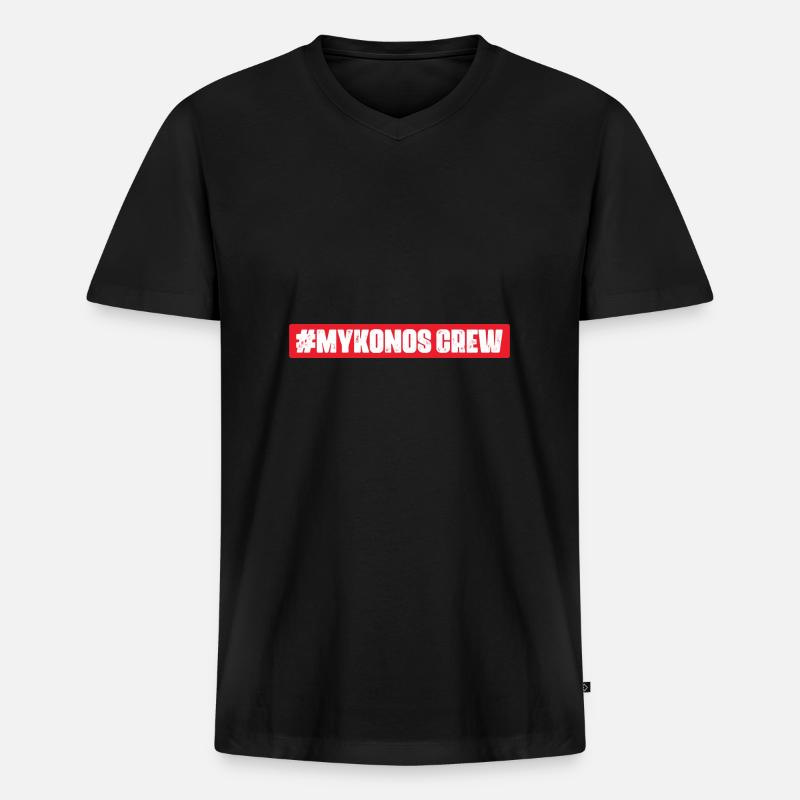 Mykonos Crew - Männer Premium Bio T-Shirt mit V-Ausschnitt - Schwarz