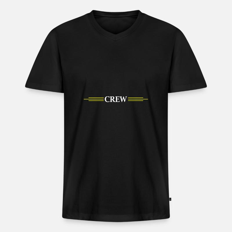 Crew Design - Männer Premium Bio T-Shirt mit V-Ausschnitt - Schwarz