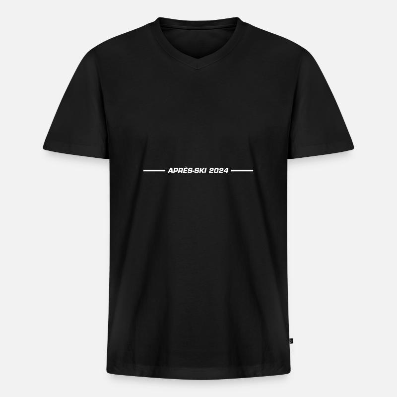 Apres Ski 2024 - Männer Premium Bio T-Shirt mit V-Ausschnitt - Schwarz