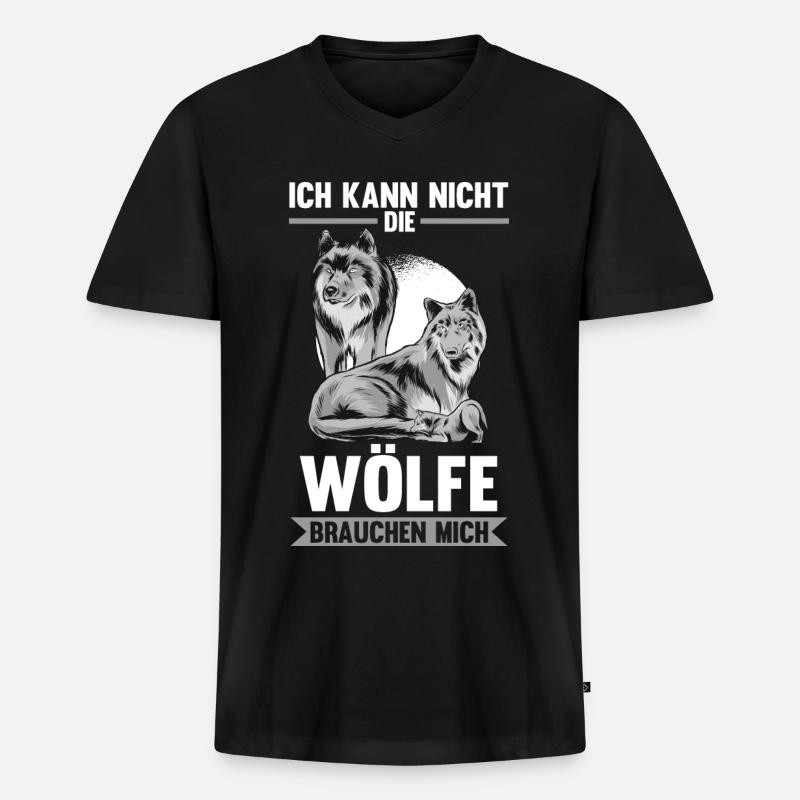 Wölfe Waldtier Wolf - Männer Premium Bio T-Shirt mit V-Ausschnitt - Schwarz