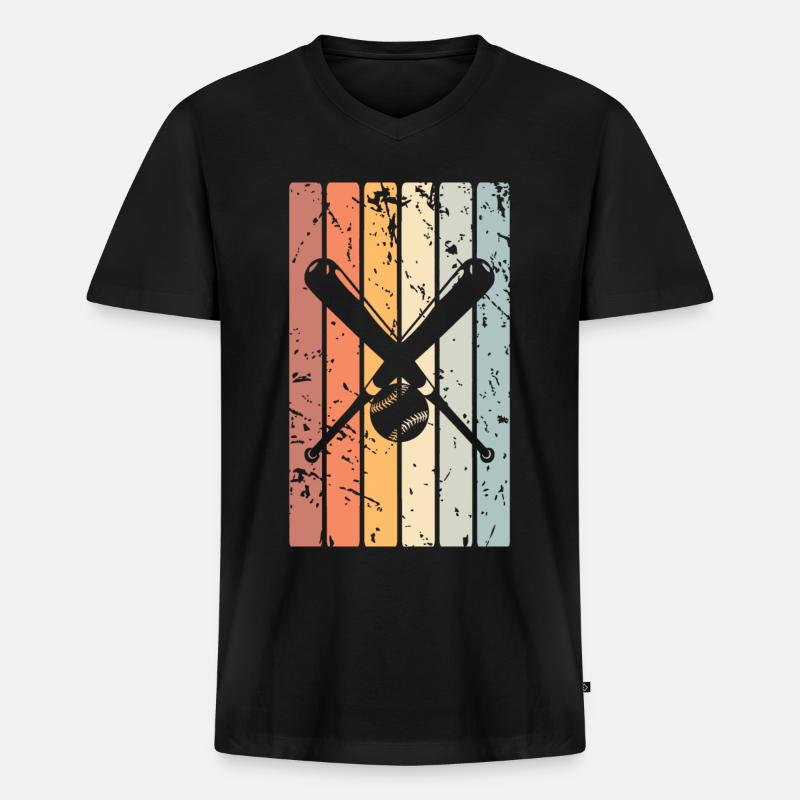 Baseball - Männer Premium Bio T-Shirt mit V-Ausschnitt - Schwarz