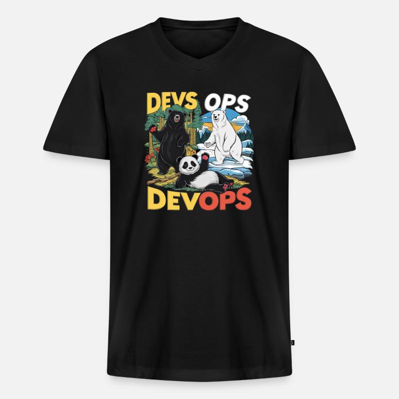 Devops - Männer Premium Bio T-Shirt mit V-Ausschnitt - Schwarz