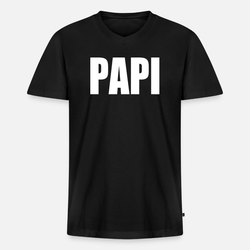 Papi - Männer Premium Bio T-Shirt mit V-Ausschnitt - Schwarz