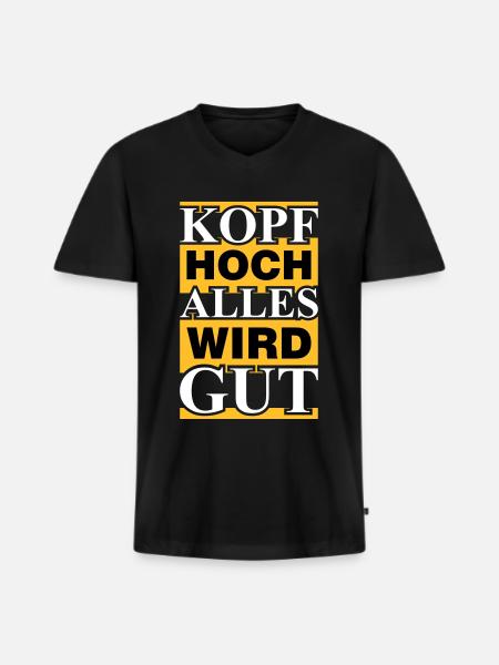 alles wird gut - Männer Premium Bio T-Shirt mit V-Ausschnitt - Schwarz