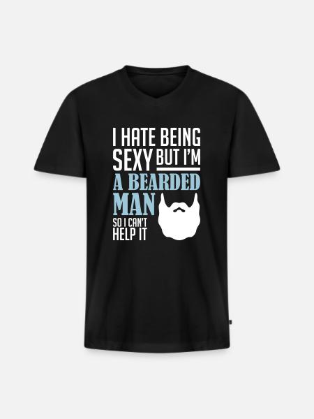 A Bearded man - Men's Premium Organic T-shirt with V-neck - black