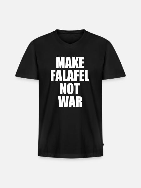 Make falafel not war - Men's Premium Organic T-shirt with V-neck - black